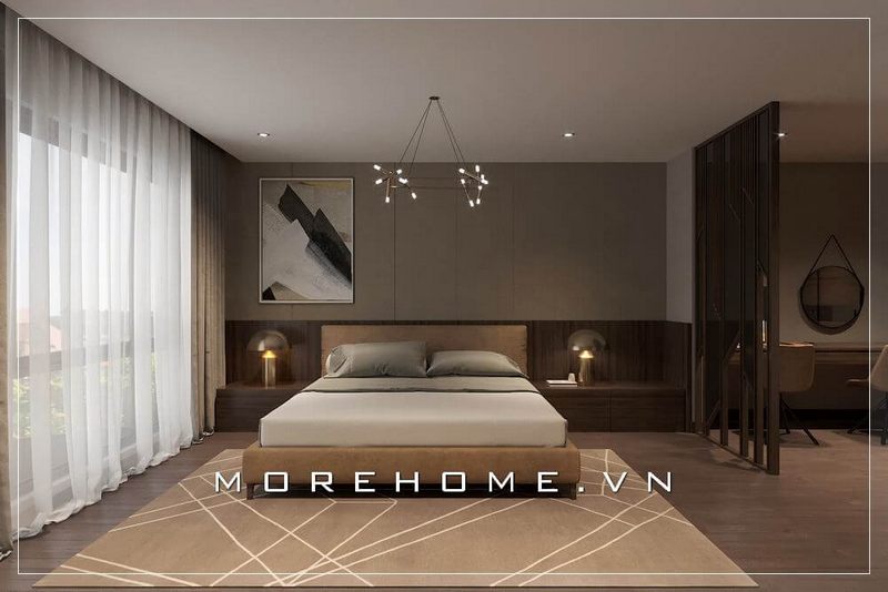 Giường ngủ bọc da thiết kế kiểu dáng hiện đại, thanh lịch mang đến cho gia chủ cảm giác thoải mái nhất
